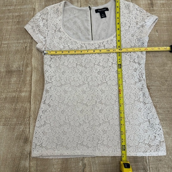 WHBM Lace Cap Sleeve Top Small | Floral Overlay | Lined - Picture 2 of 11